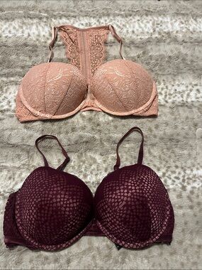 Victoria's Secret Lace Push-Up Bras in Peach and Plum
